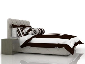 bed with white-chocolate linens 3D Model