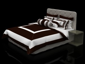 bed with white-chocolate linens 3D Модель
