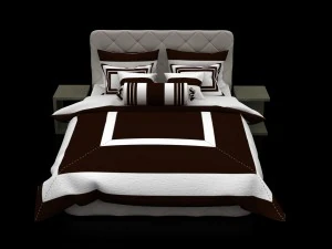 bed with white-chocolate linens 3D Model