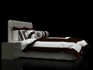 bed with white-chocolate linens 3D Model