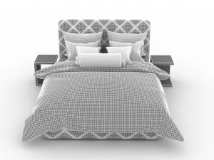 bed with white-chocolate linens 3D Model