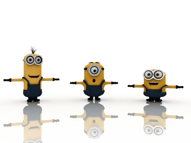 minions-2015 bob stuart and kevin together 3D Model .c4d .max .obj .3ds .fbx .stl .blend 