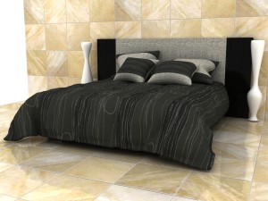 man design double bed with quilted blanket 3D Model