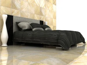 man design double bed with quilted blanket 3D Model