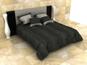 man design double bed with quilted blanket 3D Model