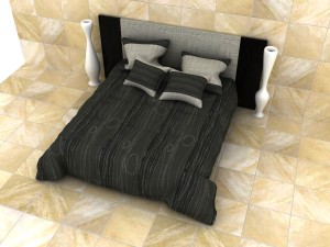 man design double bed with quilted blanket Modèle 3D
