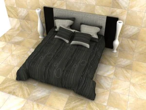 man design double bed with quilted blanket 3D Model