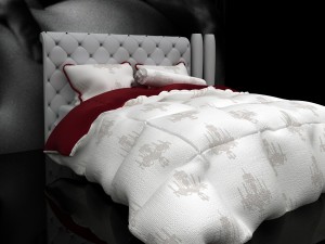 neo-baroque style double bed with quilted blanket Modèle 3D