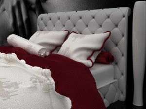 neo-baroque style double bed with quilted blanket Modèle 3D