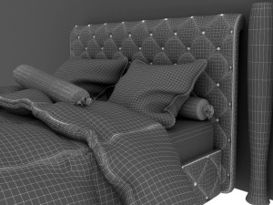 neo-baroque style double bed with quilted blanket Modèle 3D