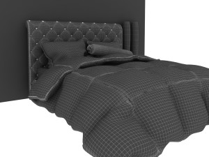 neo-baroque style double bed with quilted blanket Modèle 3D