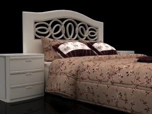 Blumenmusterbett mit Kopfteil Mobax-5198844 3D Modell