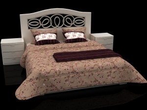 floral design bed with hedboard mobax-5198844 3D Modell