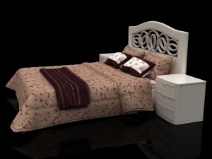 floral design bed with hedboard mobax-5198844 3D Modell