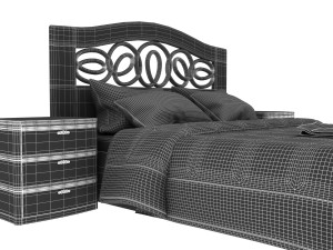 floral design bed with hedboard mobax-5198844 3D Modell