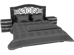 floral design bed with hedboard mobax-5198844 3D Modell