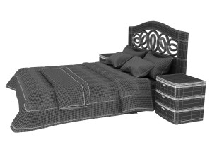 floral design bed with hedboard mobax-5198844 3D Modell