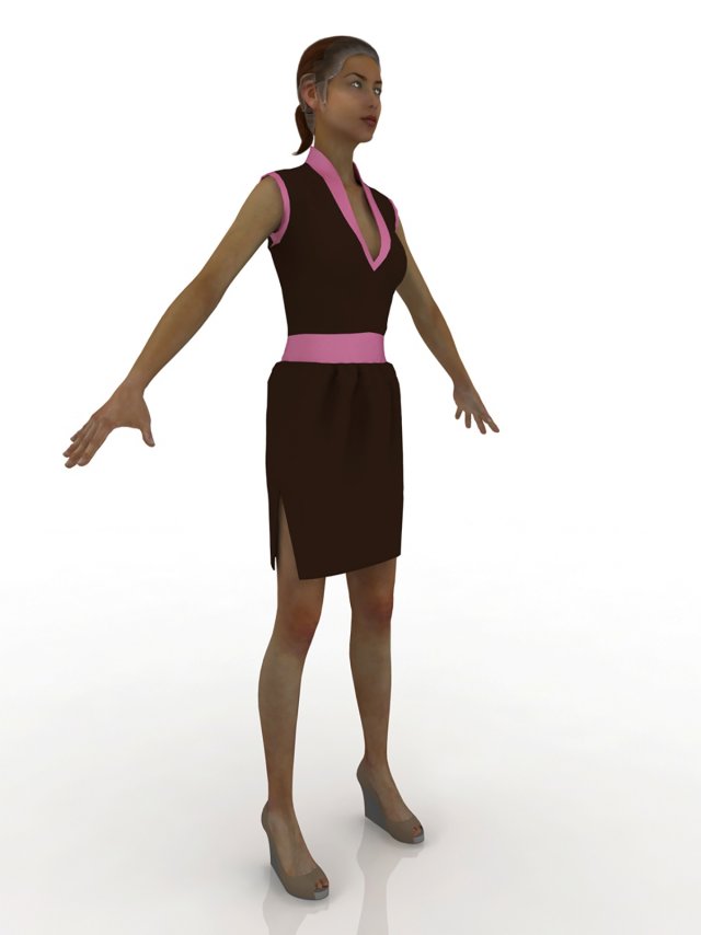 chocolate-pink tulip dress 3D 模型 .c4d .max .obj .3ds .fbx .stl .blend 