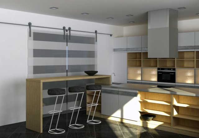 kitchen set with island modern minimalist style 3D Model .c4d .max .obj .3ds .fbx .stl .blend 