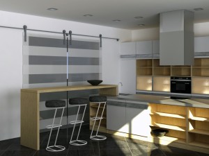 kitchen set with island modern minimalist style 3D Model