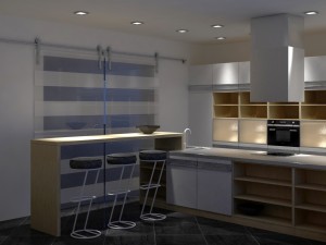 kitchen set with island modern minimalist style 3D Model