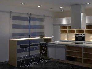 kitchen set with island modern minimalist style 3D Model