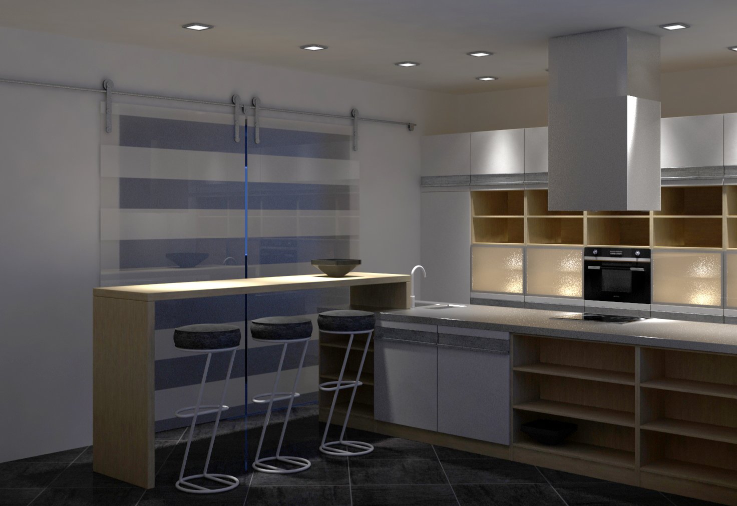 3d models kitchen. 2047_SC_Madeira-Light. Современные кухни высотой 3 м. Столешница 2047/SC Мадейра светлая. Мадейра Лайт столешница.