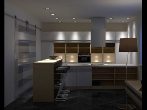 kitchen set with island modern minimalist style 3D Model