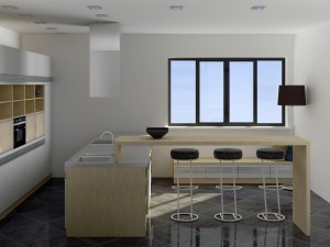 kitchen set with island modern minimalist style 3D Model