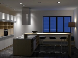 kitchen set with island modern minimalist style 3D Model