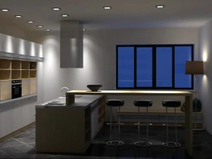 kitchen set with island modern minimalist style 3D Model