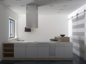 kitchen set with island modern minimalist style 3D Model