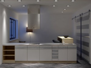 kitchen set with island modern minimalist style 3D Model