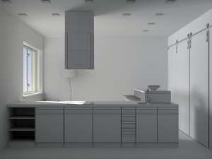 kitchen set with island modern minimalist style 3D Model