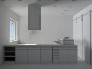 kitchen set with island modern minimalist style 3D Model