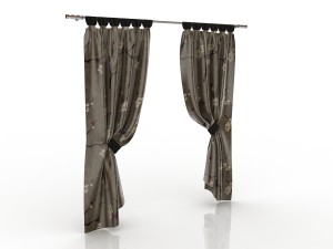 curtains silk with magnetic pickup 3D Model