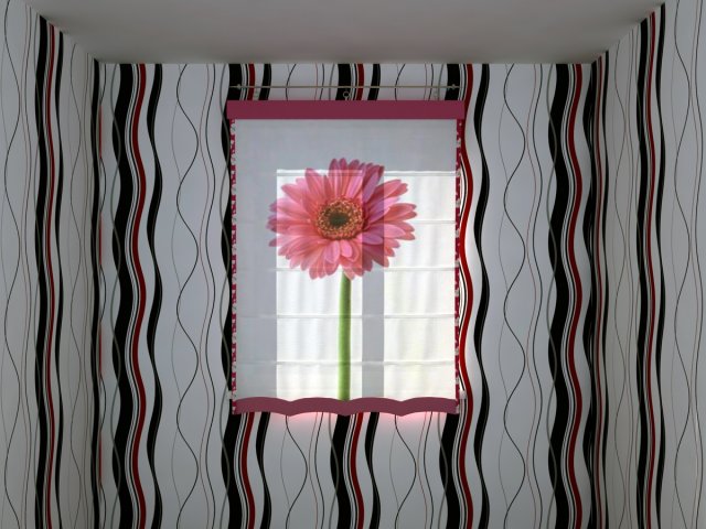 roman shade with big flower print 3D Model .c4d .max .obj .3ds .fbx .stl .blend 