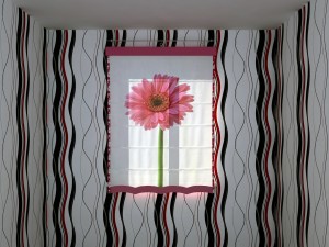 roman shade with big flower print 3D Model