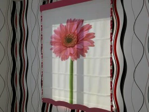 roman shade with big flower print 3D Model