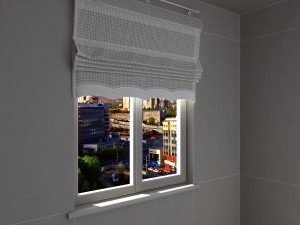 roman shade in a nautical theme with map print 3D Model