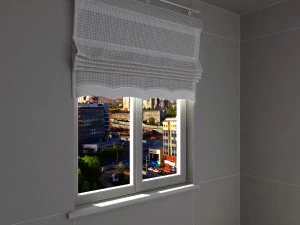 roman shade in a nautical theme with map print 3D Model
