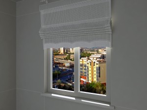 roman shade in a nautical theme with map print 3D Model