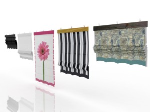 five different roman shades with five different sh Model 3D