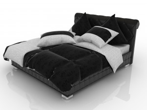 grey leather bed 3D Model