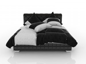 grey leather bed 3D Модель