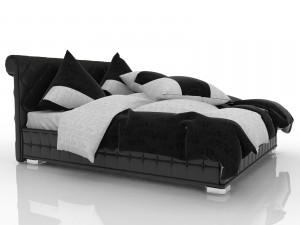 grey leather bed 3D Модель