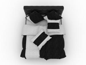 grey leather bed 3D Модель
