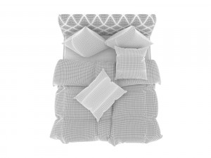 grey leather bed 3D Модель