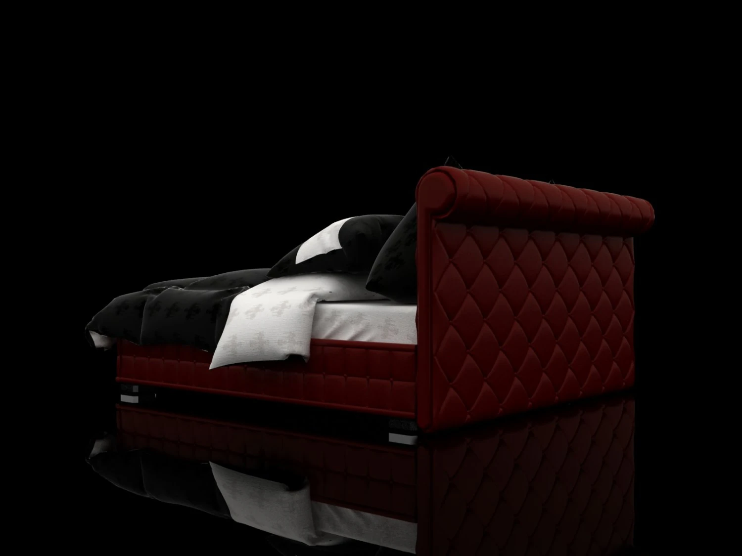 red leather bed 3D Model .c4d .max .obj .3ds .fbx .stl .blend 