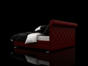 cama de couro vermelho Modelo 3D